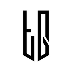 initial letters logo tq black monogram pentagon shield shape
