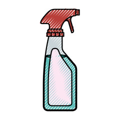 colored crayon silhouette of laundry spray bottle
