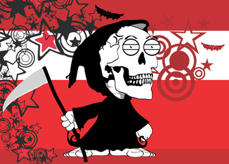 funny little chubby grim skull skeleton cartoon halloween background in vector format