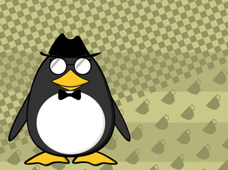 cute little hipster penguin baby cartoon expression background  in vector format very easy to edit 