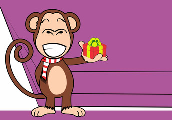 happy monkey expression cartoon background in vector format
