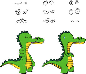 funny alligator cartoon expressions set in vector format