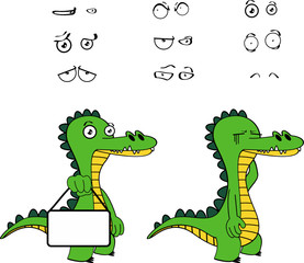 funny alligator cartoon expressions set in vector format