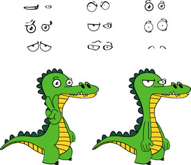 funny alligator cartoon expressions set in vector format