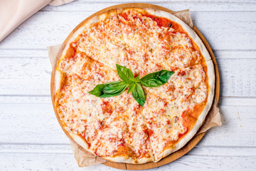 Pizza Margherita top view © bbivirys