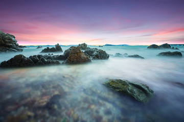 beach during evening long exposure photograghy shot