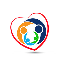 Family love heart shape icon