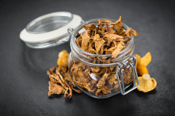 Slate slab with Dried Chanterelles