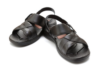 pair of black leisure sandal on white background