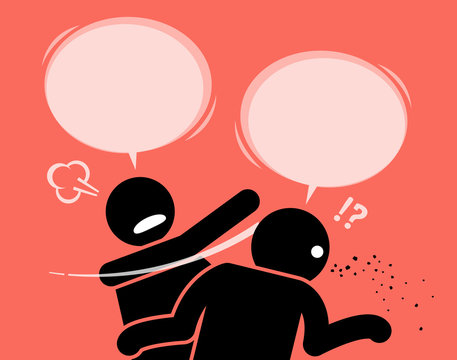 A man slaps his friend for talking nonsense. He is angry about his friend's shallow minded thinking and is surprised by how stupid and idiotic he was. He ask him to shut up and shut his mouth now. 
