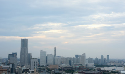 日本・横浜の都市景観「横浜の高層ビル群などを望む」