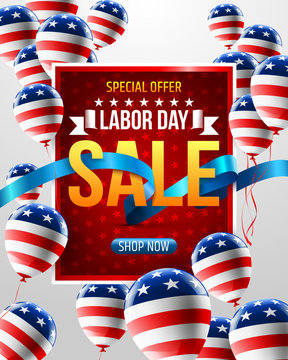 Happy Labor Day with balloons template.American labor day Brochures,Poster or Banner.Vector illustration.