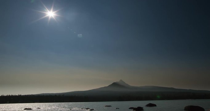 Total Solar Eclipse, Oregon, USA.In the Path of Totality in the mountains of Oregon. A Time Lapse of the totality at Big Lake with Mount Washington in the background.