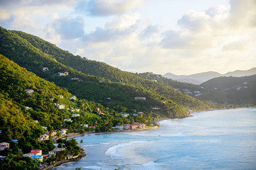 Sunny mountain by ocean