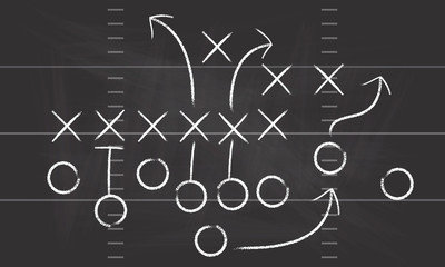 Vector Football Play. Football America. NFL American football formation tacticson. American football field tactics. Touchdown. © detakstudio