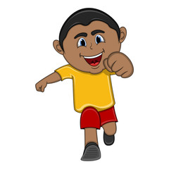 A boy running cartoon