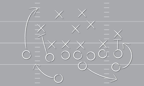 Vector Football Play. Football America. NFL American football formation tacticson. American football field tactics. Touchdown.