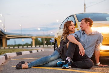 Couple in love. Road Trip