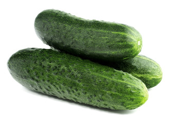 Fresh cucumbers isolated on white