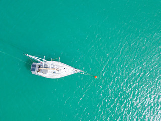 Aerial view or top view of tropical island with boat, Phuket island