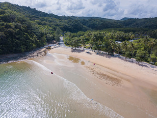 Fototapeta na wymiar Aerial view or top view of tropical island beach