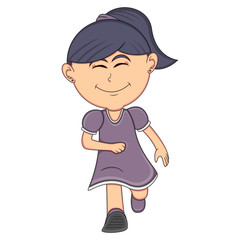 A girl running cartoon