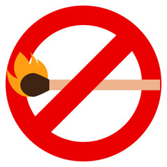 No open flame prohibition sign vector illustration.  Flat style design. Colorful graphics