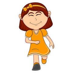 A girl running cartoon