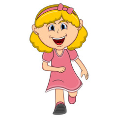 A girl running cartoon