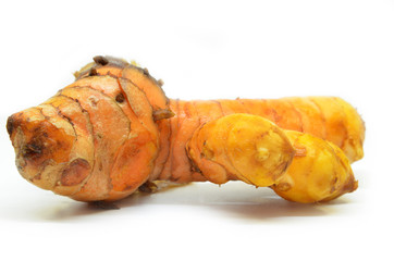 Turmeric rhizome on white background