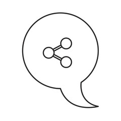 monochrome silhouette of speech circle with tail and symbol of network