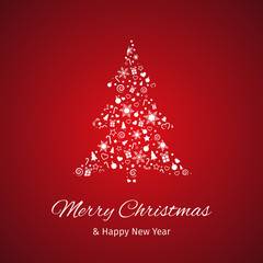 Fototapeta na wymiar Christmas and New Year greeting card, vector illustration background