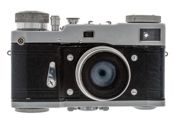 Vintage camera isolated on white background.