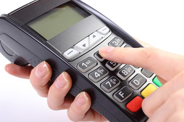 Using payment terminal, enter personal identification number