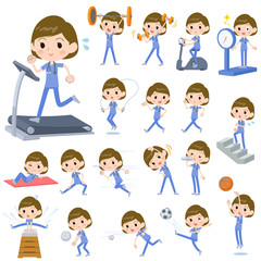 surgical operation blue wear women_Sports & exercise