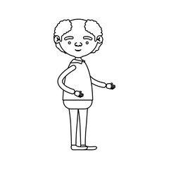 sketch silhouette of full body grandfather in clothes