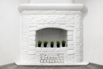 White decorative fireplace