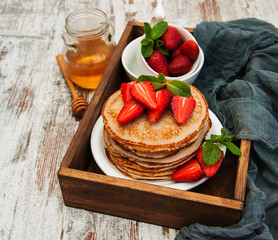 Pancakes with strawberries