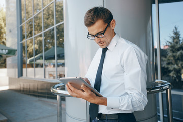 businessman with tablet