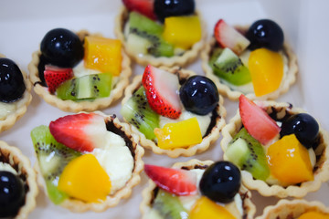 Mixed fruit tart (strawberry, kiwi ,orange and grape)
