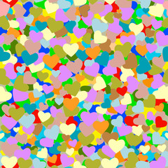 Confetti of multi-colored hearts