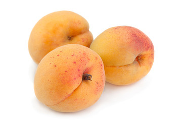 Apricot fruit closeup on white