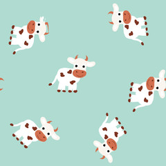Cartoon Baby  animal flat seamless pattern
