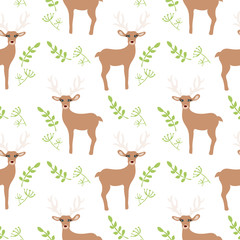 Cartoon Baby  animal flat seamless pattern
