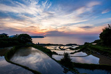 東後畑棚田の夕焼け
