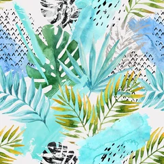 Foto op Canvas Hand drawn abstract tropical summer background © Tanya Syrytsyna