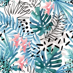 Poster Abstract exotic leaves seamless pattern. © Tanya Syrytsyna