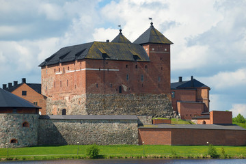 Hame Castle close-up on a cloudy June day. Hameenlina, Finland