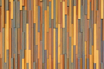 layer of wood plank arranged as a wall, selected focus at center.