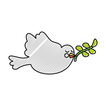 cute dove with olive branch vector illustration design